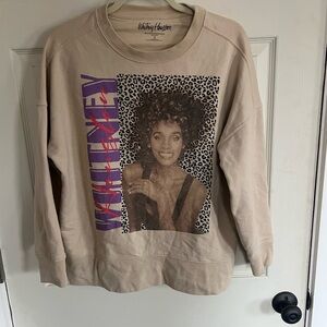 Whitney Houston Graphic Crewneck Sweatshirt - Beige with Purple Accent